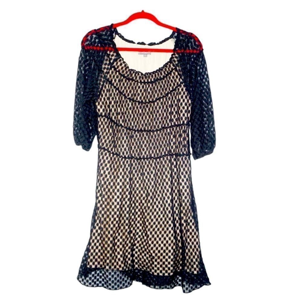 Umgee Black Lace Polka Dot Two Layer Dress, Size 1X